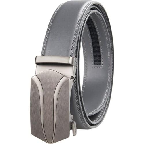 Fashion Men Belt 3.5cm Automatic Buckle Leather Belt Gray Belt Top Quality Belts For Men 95-125