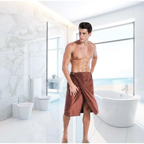 New Man Wearing Coral cashmere Bath Towel Absorbent Beach Towels Pocket Creative Bath Skirt Solid winter thickening soft