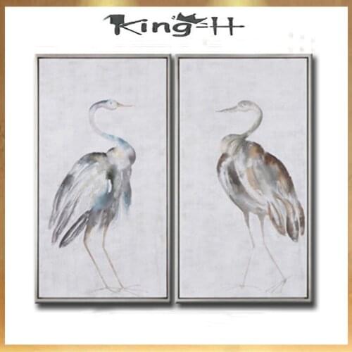 Wall decor china style 2 swan cranes Hand-painted home decor abstract oil painting on canvas 2 pieces for living room no frame