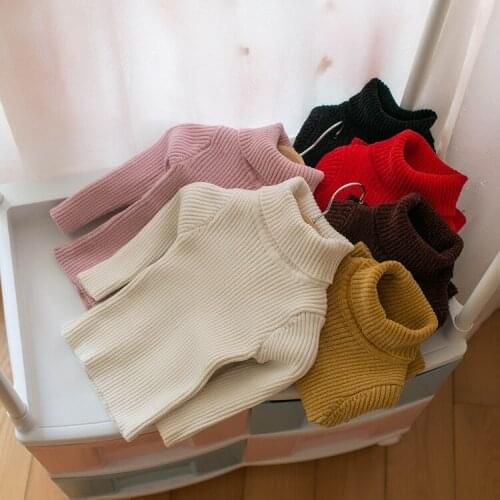 2020 New Winter Baby Girl Thicken Sweater Casual Style Girl Turtleneck Sweater Long Sleeve Toddler Boys Solid Children Sweater