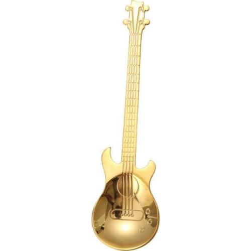 New Guitar Shaped Coffee Tea Spoon Drinks Coffee Tea Mixing Scoops Spoon Stainless Steel Easy Clean Reusable Kitchen Drinking