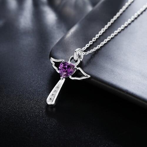 New 925 Sterling Silver angel crystal cross pendants Necklace For Women luxury party Wedding Jewelry Valentines Day gifts