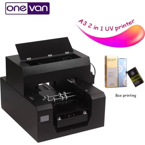 New type UV flatbed printer A3 for mobile phone case wooden acrylic bottle T-shirt DTG printing multi-function