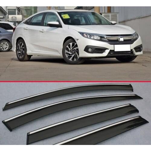 Plastic Exterior Visor Vent Shades Window Sun Rain Guard Deflector For Honda Civic 2016 2017