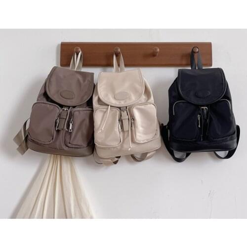 2021 New Casual Nylon Leather Womens Bag Korean Female Backpack Bag Small Womens Backpack Ladies Drawstring Shoulder Bag