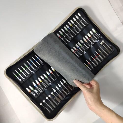 Dust Proof Foldable Manicure Nail Drill Bits Container Storage Bag Organizer