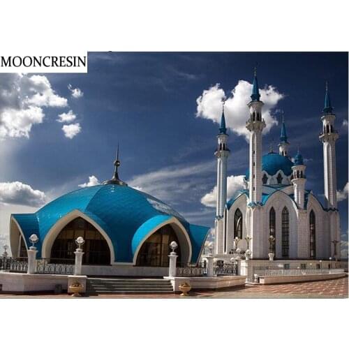 MOONCRESIN Diy Diamond Embroidery Mosaic Painting Landscape Castle 5D Diamond Painting Full Drill Resin Needlework Home Decor