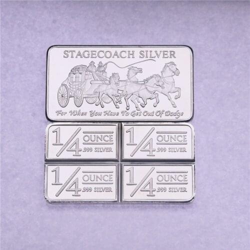 Northwest Region Territorial Mint 999 Fine Stagecoach 1/4 Ounce 999 Silver Divisible Bar Not Magnetic