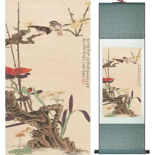Birds and flower Painting home office decoration painting home picture Chinese ink painting No.033004