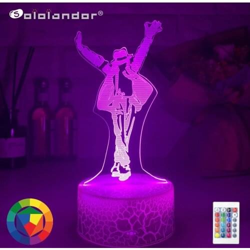 Michael Jackson Dancing Figure Led Night Light 3d Illusion Color Changing Nightlight for Home Decoration Bedside Table Lamp Gift