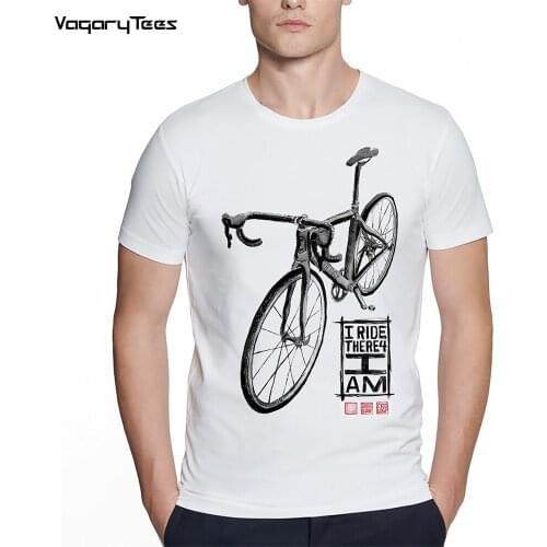 Vintage Bicycle sports T-Shirt Fashion Men Short Sleeve I Ride Therefore I AM LONG Print Casual Hip Hop unisex streetwear tops