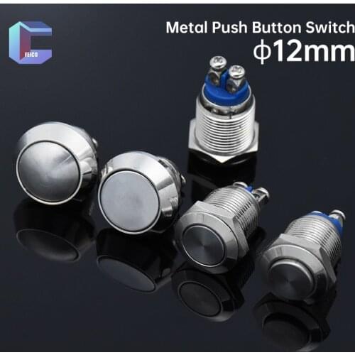 12mm Waterproof Mushroom Metal Screw Type 1 NO Power Button Switch Without LED
