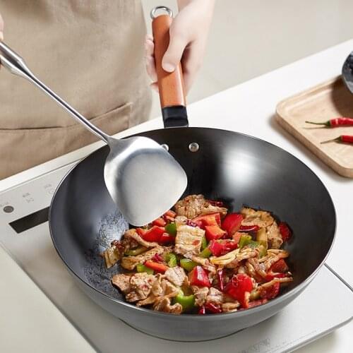 High Quality Chinese Iron Wok Traditional Handmade Iron Wok Non-stick Pan Non-coating Induction and Gas Cooker Cookware