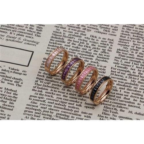 Martick 316L Stainless Steel Gold Color Crystal Fashion Finger Jewelry For Women Size 5-9 R298