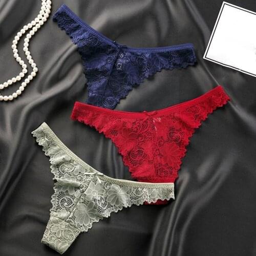 Ladies Thongs Hollow Transparent Temptation Sexy Lace Lingerie Cotton Pants Low Ladies Underwear T Set Bra Crotch Briefs Wa Q6X0