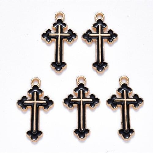 10pcs/lot 4 Colors Cross Charms for Earrings Pendants Bracelets Making Alloy Enamel Charms DIY Jewelry Accessories
