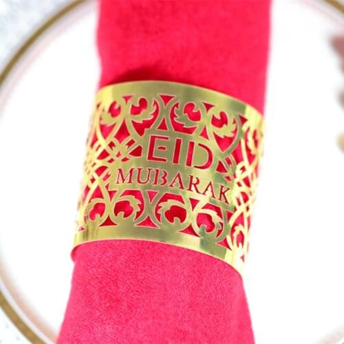 10pcs Ramadan Decoration Napkin Holder Table Decoration Hollow Out Paper Napkin Ring Holder for Eid Mubarak Ramadan Kareem Decor