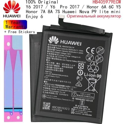 Hua Wei 100% Original Battery HB405979ECW For Huawei Nova Enjoy 6S Honor 6C 6A 7A 7S 8A 7A Pro Y5 Y6 Y6 Pro 2017 P9 Lite Mini