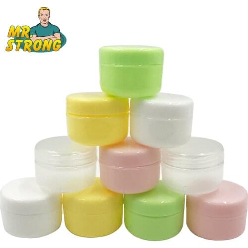 100PCS Refillable Bottles Plastic Empty Makeup Jar Pot Travel Face Cream/Lotion/Cosmetic Container 5 Colors 10g