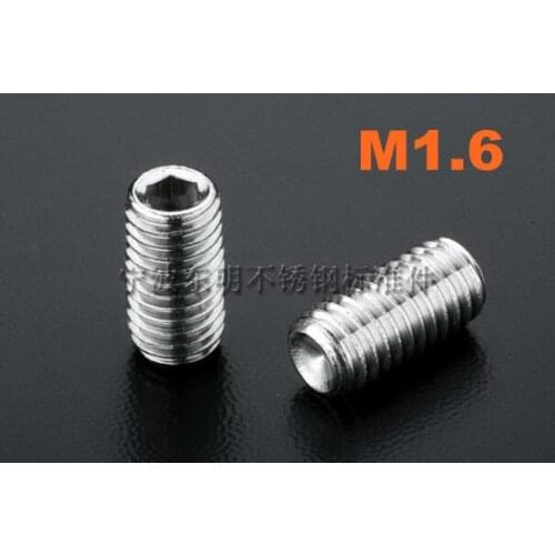 1000pcs/lot M1.6*2/3/4/5/6/8 DIN916 Stainless steel hex socket set screw with cup point