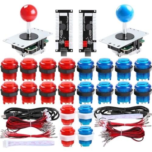 2-Player LED Arcade DIY Kit for USB MAME PC Games & Raspberry Pi / 2X Arcade Joystick, 20x LED Arcade Buttons, 2x USB Encoders