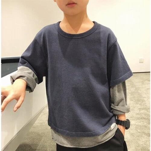 2020 Boy Autumn Spring Handsome Casual Long Sleeve Fake Two Coat