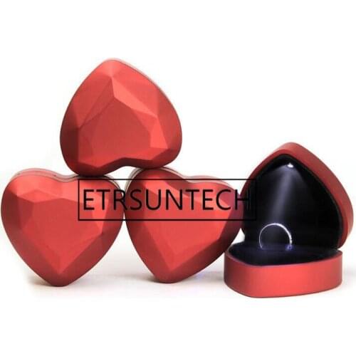 30pcs Heart Shape LED Lighted Earring Ring Box Wedding Engagement Ring Necklace Jewelry Box Display Gift Box