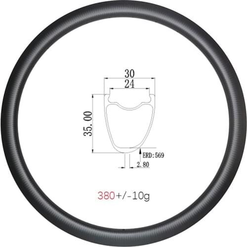 380g 700C All Road Gravel 35mm deep Carbon rim disc tubeless clincher Asymmetric 30mm wide 24mm inner Cycle Cross carbon wheel