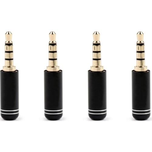 Areyourshop Upgraded 4 Pole Earphone Copper Gold Plated 3.5mm Male Stereo Jack Plug