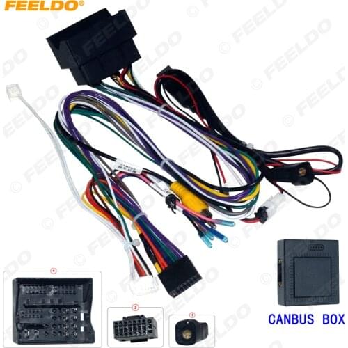 FEELDO Car Audio 16PIN Andriod DVD Player Power Calbe Adapter With Canbus Box For Volkswagen Golf 7 Stereo Plug Wiring Harness