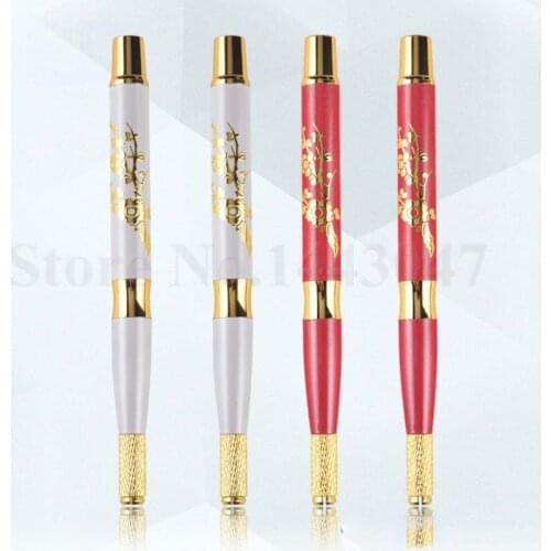 Freeshipping 2Pcs Red Microblading Needle Tattoo Manual Pen Permanent Makeup Eyebrow Handmade Tattoo Pen