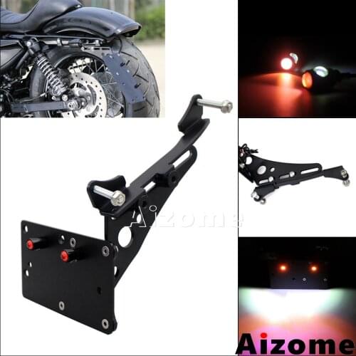 Side Mount License Plate Frame 4" X 7" Number Plate Holder w/ Tail Light For Harley Sportster XL883 XL1200 48 72 Iron 883 2017