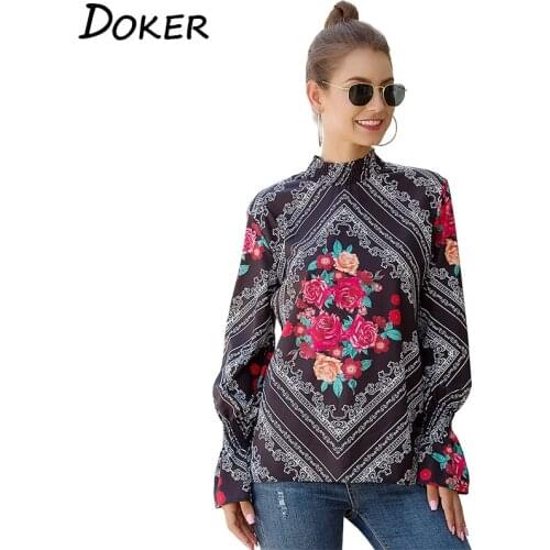 Doker Stand-up Collar Blouses
