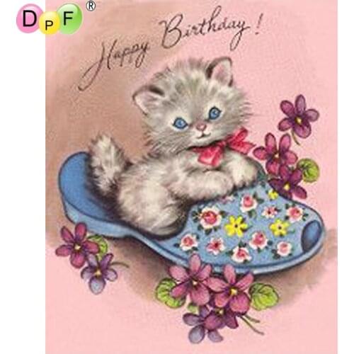 DPF DIY Diamond Embroidery Magic Cube Cross Stitch Gift 5D full Round Diamond Painting crafts flip flop kitten Mosaic Art Decor