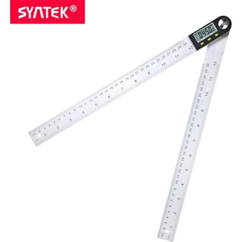Syntek 0-200mm 0-300mm Electronic Digital Angle Finder Meter Stainless Steel Angle Ruler Protractor Inclinometer Goniometer CE