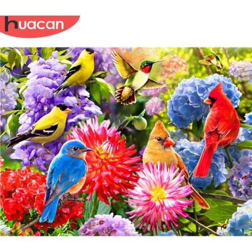 HUACAN 5d Diamond Embroidery Bird Flower Needlework Art Diamond Painting Animal Picture Of Rhinestone Mosaic Handmade Gift