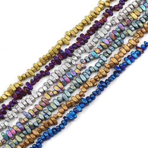 JHNBY Matte Gold silvers Hematite irregular gravel Natural Stone spacer Loose beads for Jewelry making bracelets DIY accessories