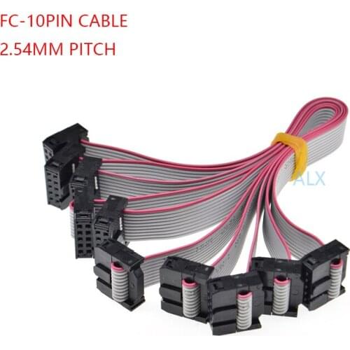 10PCS FC-10p 30CM 2.54MM pitch JTAG AVR ISP DOWNLOAD CABLE 10P WIRE 10PIN Gray Flat Ribbon Data Cable FOR DC3 IDC BOX HEADER