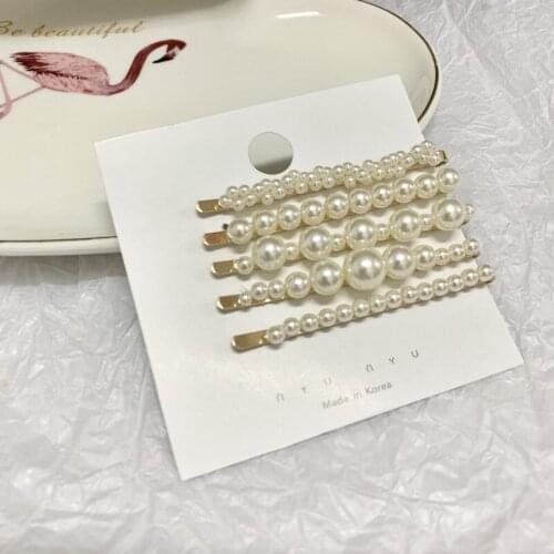 Korea Dongdaemun new five-piece elastic line winding pearl hairpin top clip side clip word clip INS cold 843