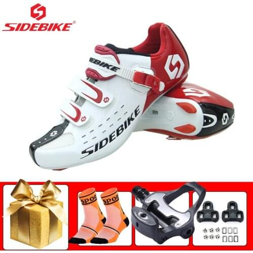 SIDEBIKE Road Cycling Sneakers Add SPD-SL Pedals Breathable Sapatilha Ciclismo Wear-resistant Self-locking Riding Bicycle Shoes