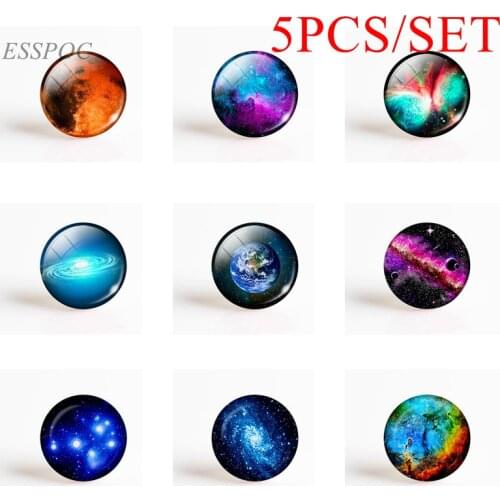 5PCS/SET 25mm Round Glass Cabochon Mars Earth Nebula Galaxy Universe Pendant Making Supplies for DIY Jewelry Accessories