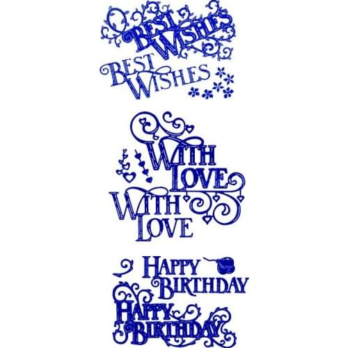 Best Wish With Love Happy Birthday Metal Cutting Dies for DIY Scrapbooking Paper Cards Making Crafts Supplies 2019 New Dies