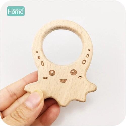 MamimamiHome Baby Educational Toys 20pc Beech Wood Printed Octopus Dolls Toys For Children Teething Jewelry Baby Wooden Rattles