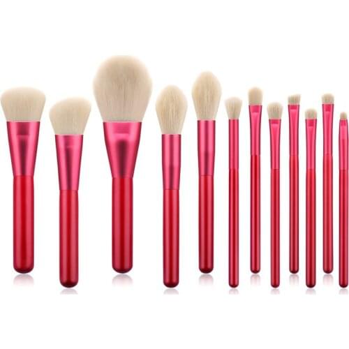 12PCS Makeup Brushes Set Red Handle woman Powder Foundation Blending Eyebrow Brush Facial Make Up brush kit