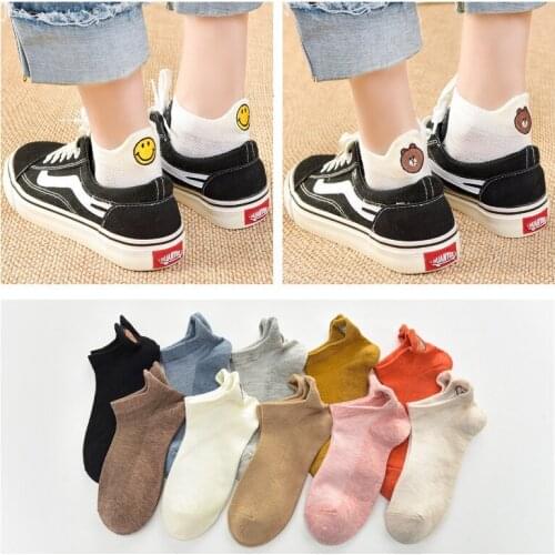Candy Color Women Socks Happy Fashion Ankle Funny Socks Girls Female Cotton Embroidered Expression Socks ms32