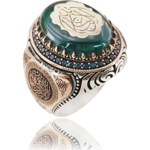Original Hot Selling Rings Antique Pattern Silver Islamic Men Ring Vintage Jewelry Islamic Adab Or HuTurkish Ottoman Arabic Boho