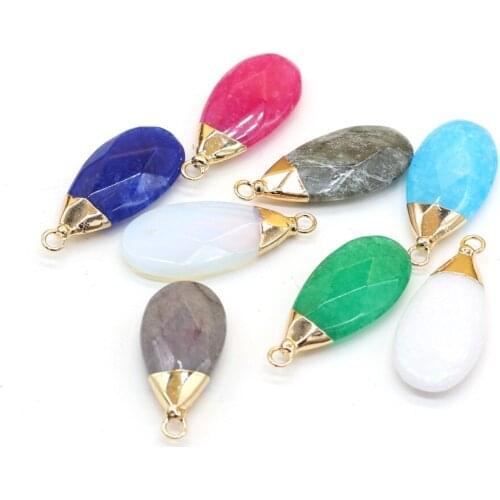 Natural Semi-precious Stone Pendant Water Drop Flash Labradorites White Crystal for Jewelry Making Earring Necklace Accessories