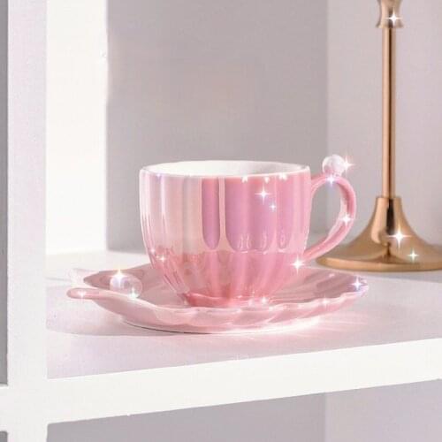 Shell pearl snack cup afternoon tea coffee cup Nordic style simple ceramic cup water cup set with tray cup