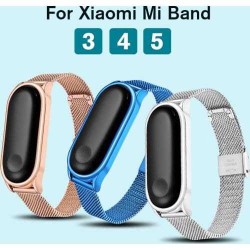 Strap For Xiaomi Mi Band 3 4 5 Wrist Bracelet Stainless Steel Watch Band for Mi Band 5 4 3 Wrist Strap Mesh Belt Watches Band