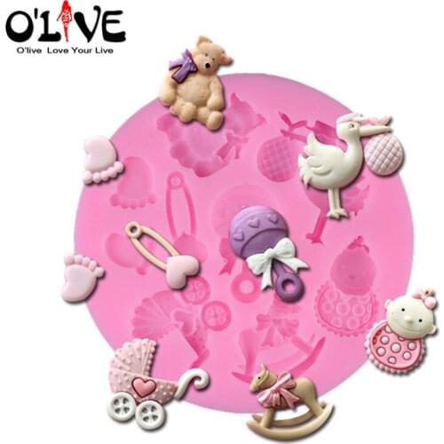 Silicone Mold Fondant Cake Decoration Tools Baby Bear Horse Chocolate Soap Forms Polymer Clay Molds Baking Kitchen Accessories